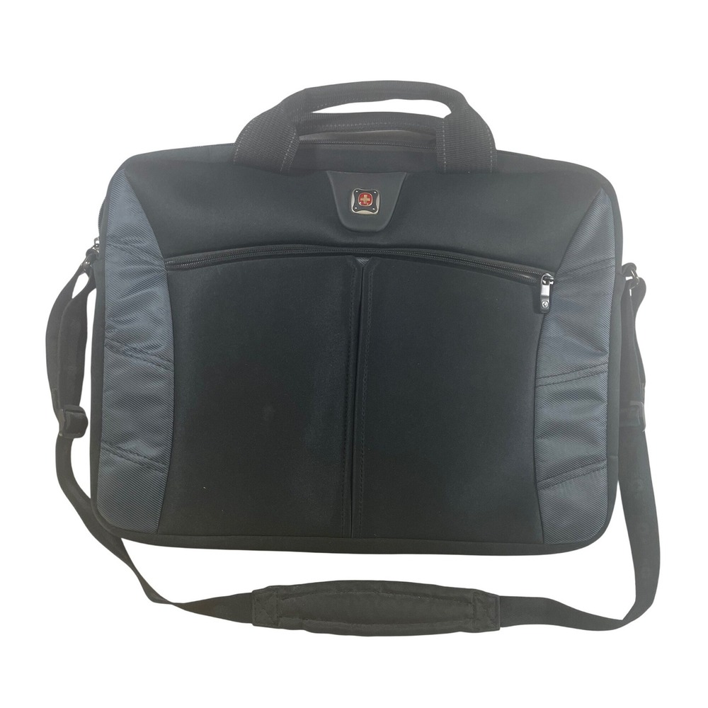 Wenger SwissGear Laptop Bag Padded Black Messenger Travel Briefcase Strap